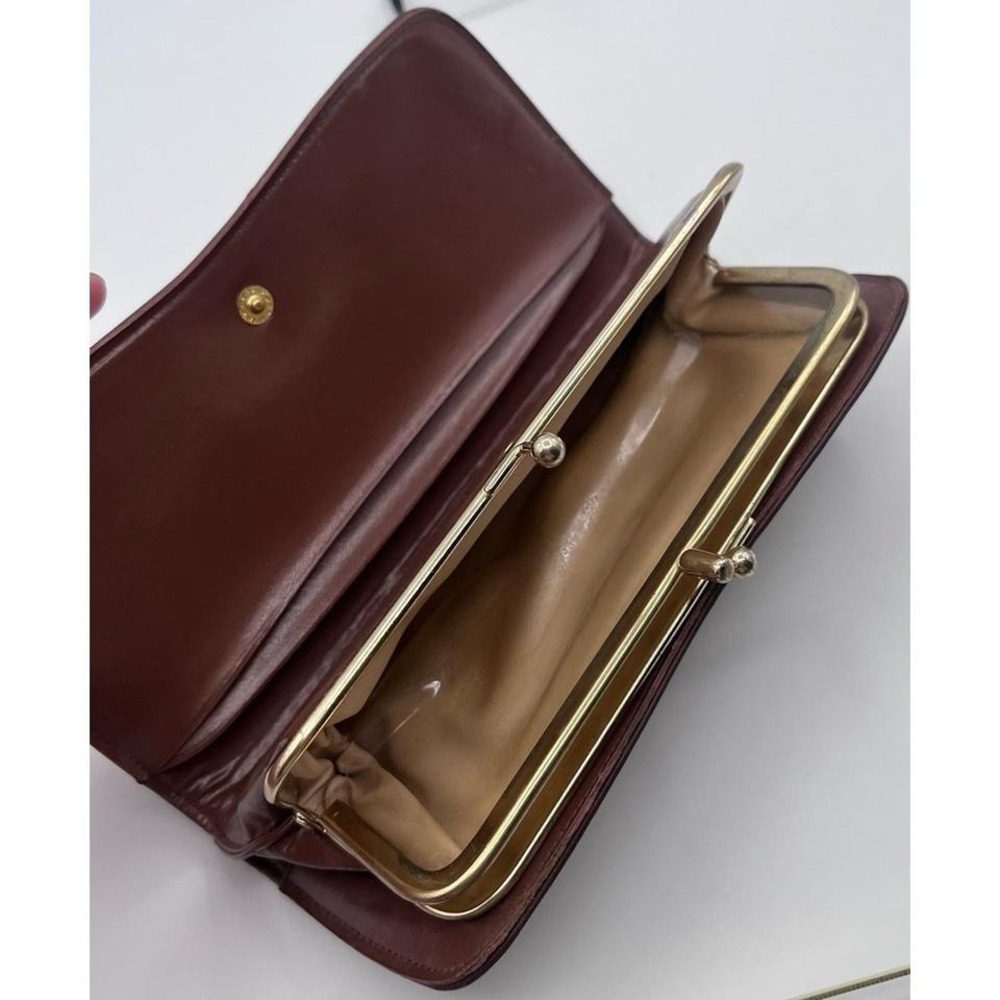 Vintage Amity‎ Brown Leather Woven Clutch Wallet Snap Kiss Lock Coin Purse USA - Picture 5 of 5